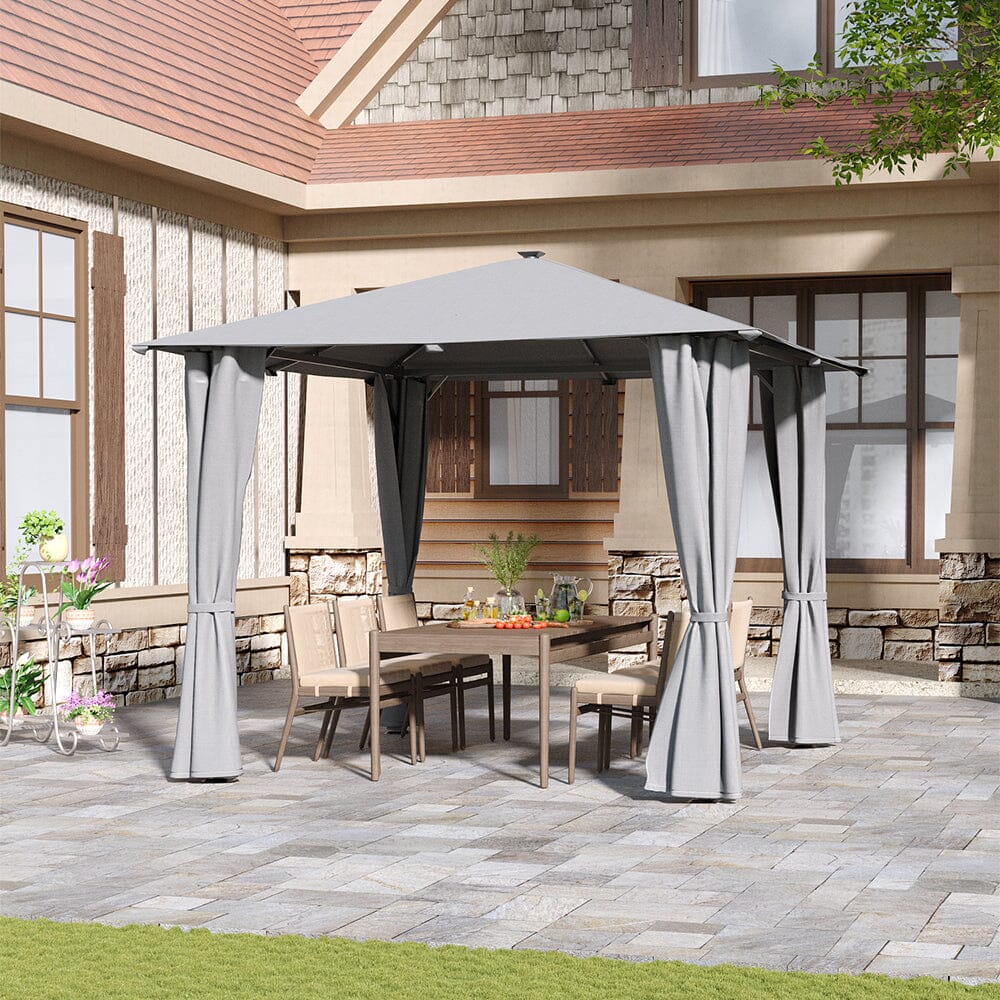 3x3x2.6m / 4x4x2.6m Light Grey / Dark Grey Single Roof Iron Tent with Lights – Square Canopy with Ground Pegs Living and Home Light Grey 3*3*2.6m 