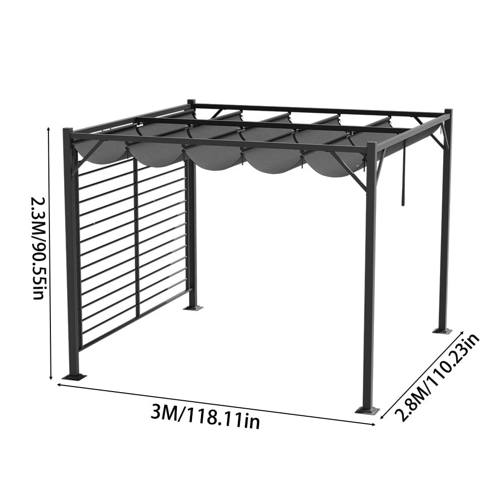 3x2.8x2.3m Dark Grey Pergola with Single-Sided Hollow Fence Living and Home 