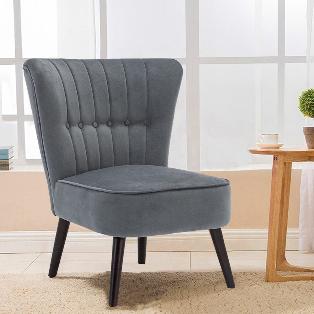 Modern Upholstered Velvet Chair with Oak Wood Legs Living and Home 