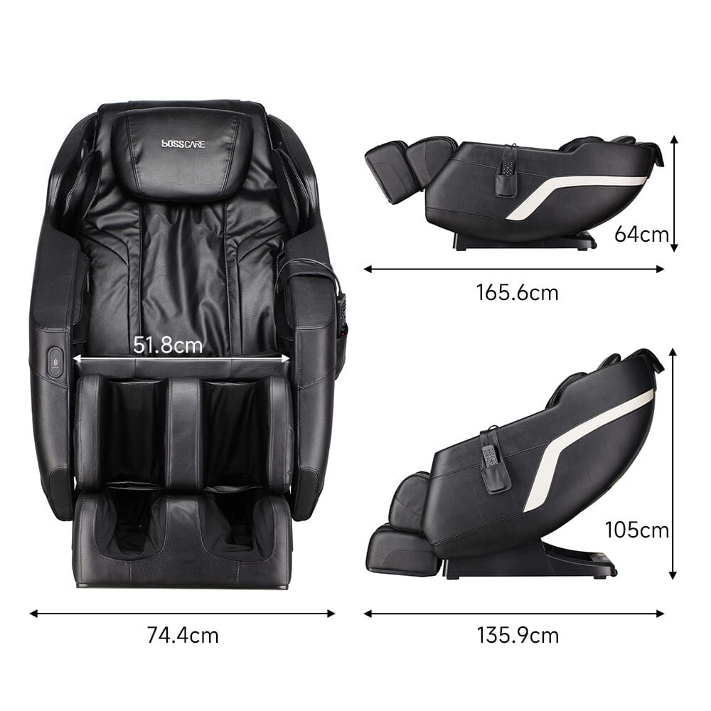 135.9cm D Real Relax Black Faux Leather Massage Chair with 6 Pre-Set Auto Modes Message Chairs Living and Home 