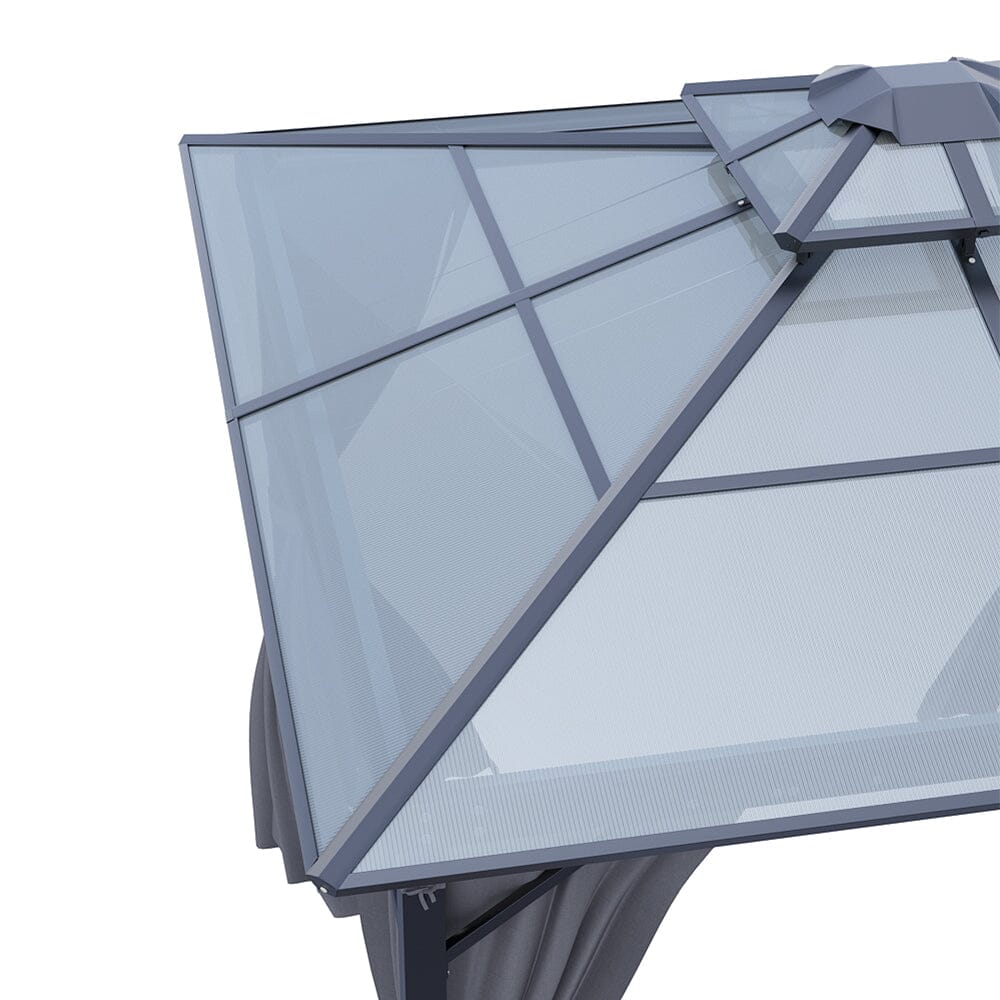 3*3*2.7m Half Iron Half Aluminium Double-top Sun Canopy with Surround Fabric Living and Home 