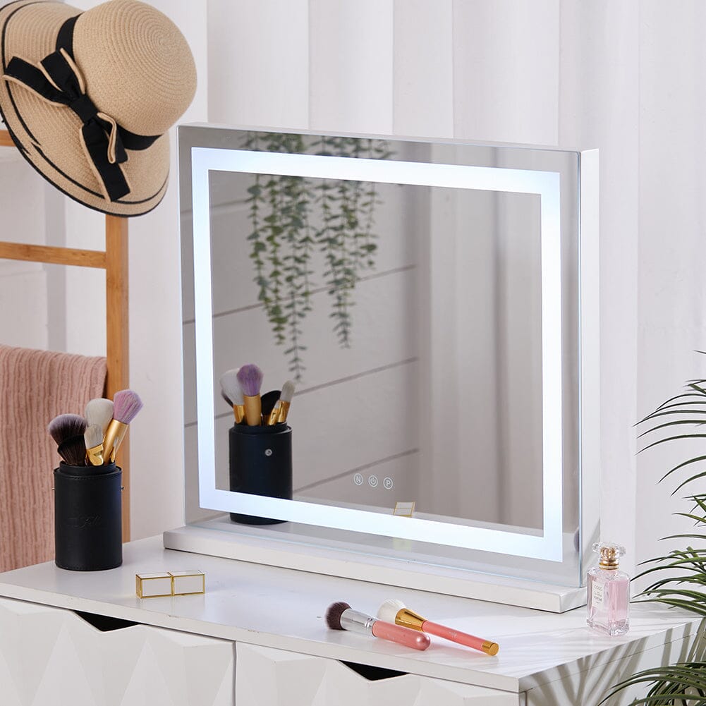 Contemporary Rectangle Vanity Mirror with LED Lights Living and Home 
