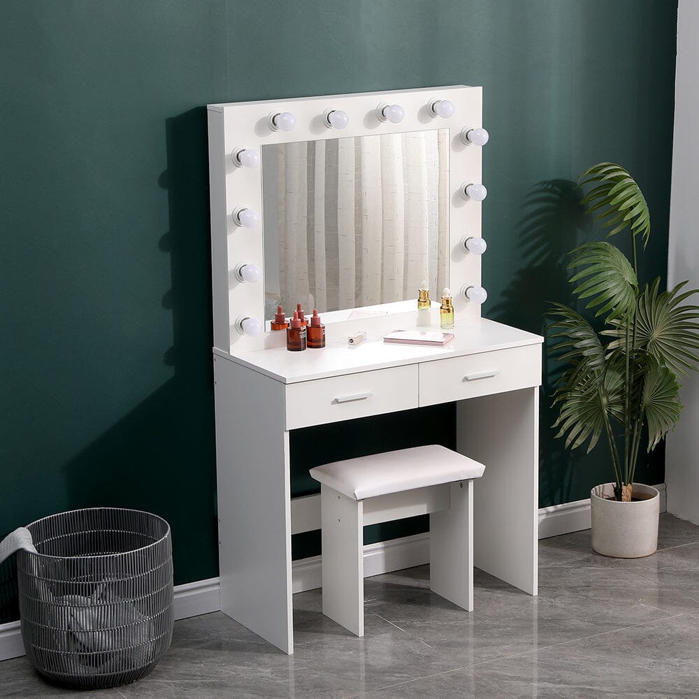 80cm W New Hollywood Dressing Table Set with Large Lighted Mirror Living and Home