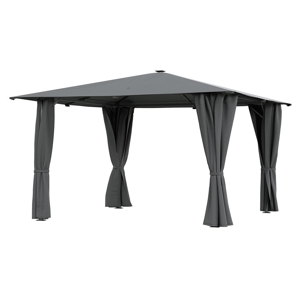 3x3x2.6m / 4x4x2.6m Light Grey / Dark Grey Single Roof Iron Tent with Lights – Square Canopy with Ground Pegs Living and Home 