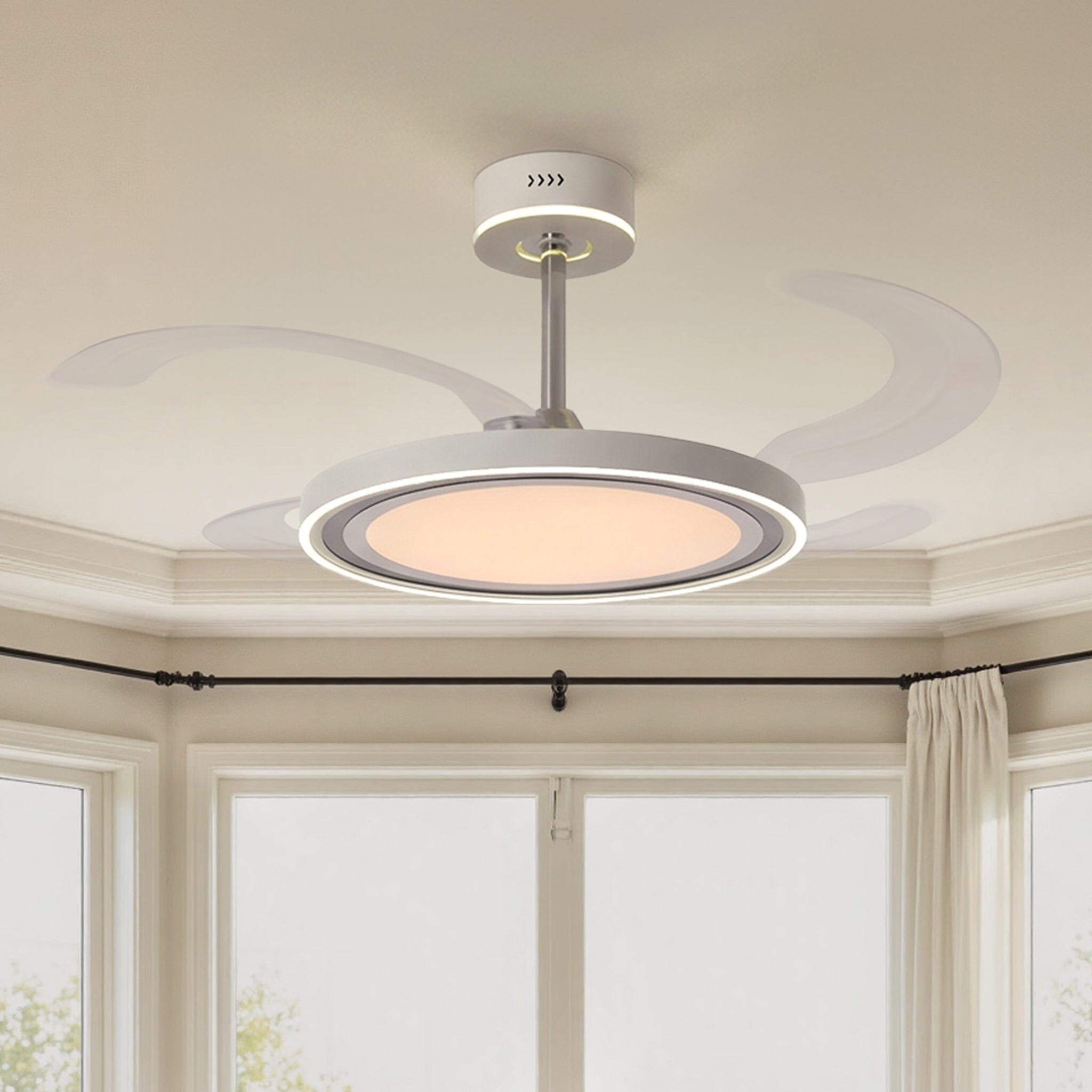 White 48 Inch Reversible LED Ceiling Fan Light with Remote Lightsin UK 