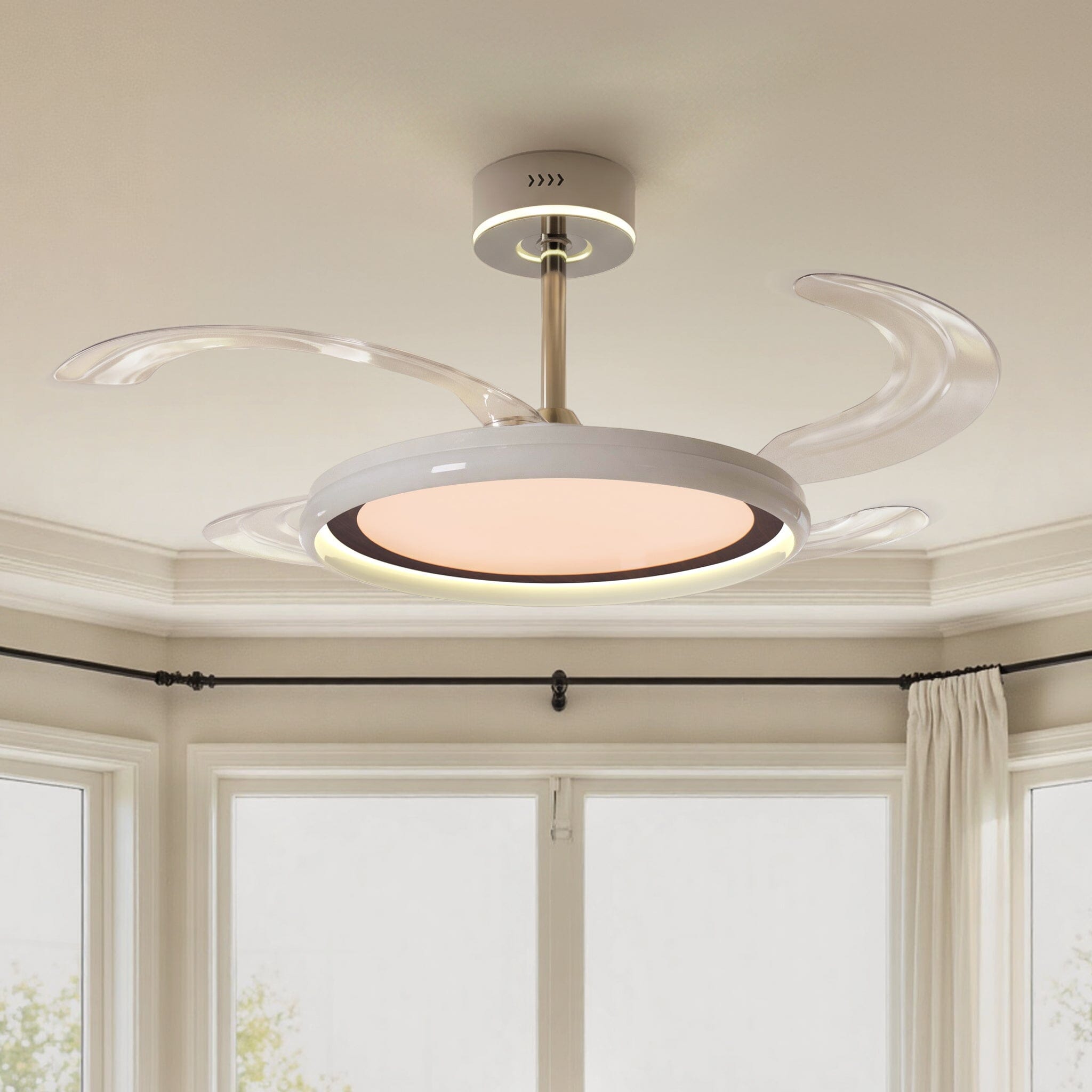White 48 Inch Reversible LED Ceiling Fan Light with Remote Lightsin UK 