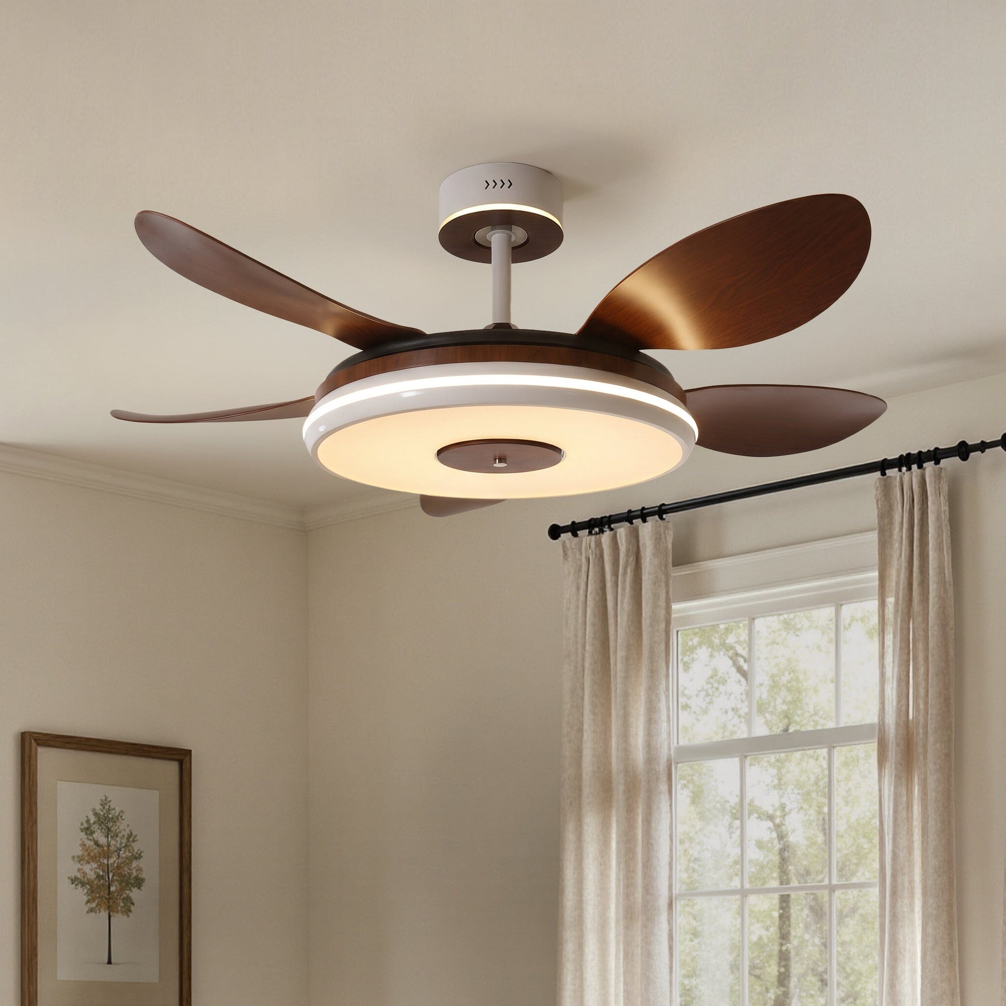 Walnut 48 Inch Reversible LED Ceiling Fan Light with Remote Lightsin UK 