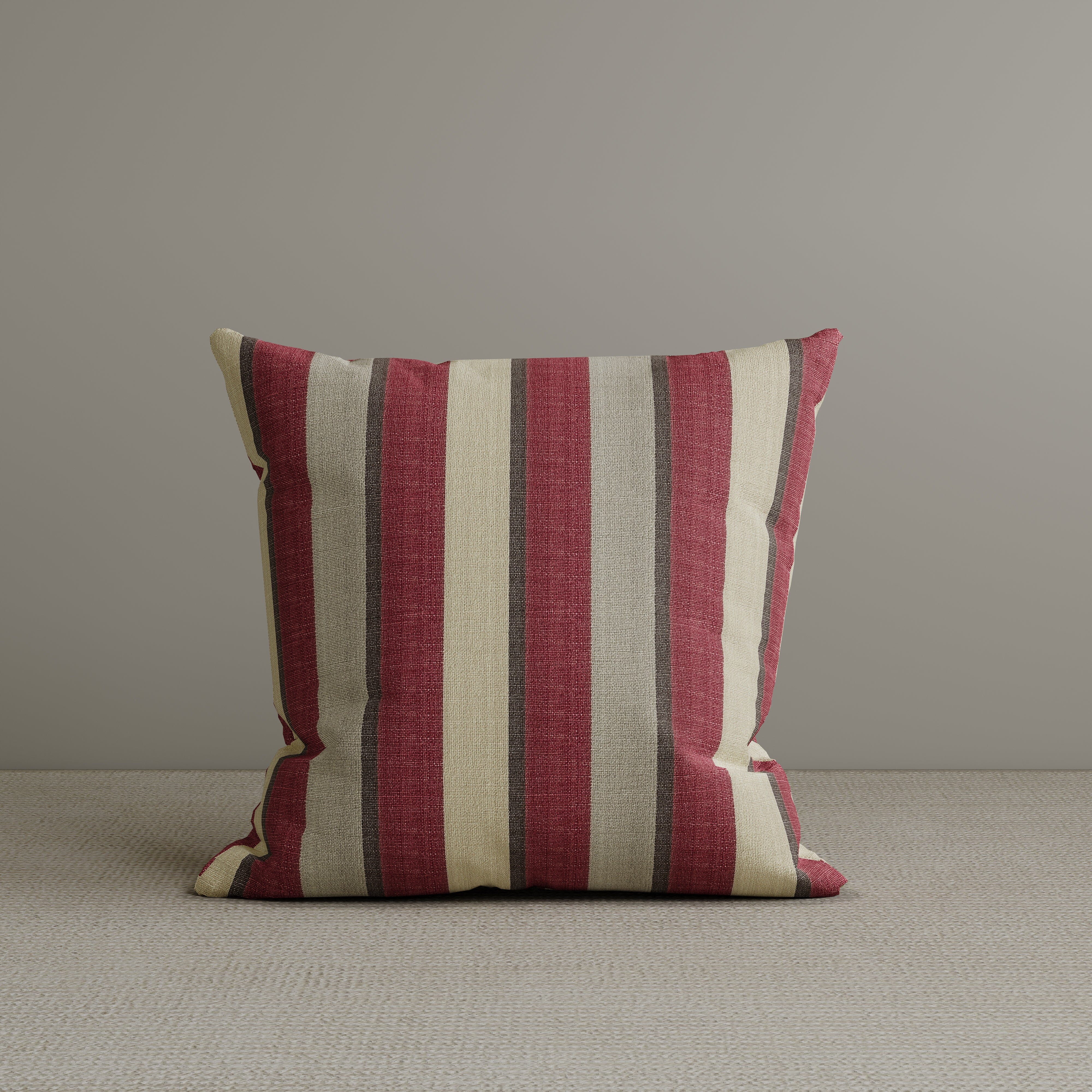 Square Exclusive Design Cushion in Claret Red Striped Cotton Linen, 45*45CM Cottonfy UK 1 PC 
