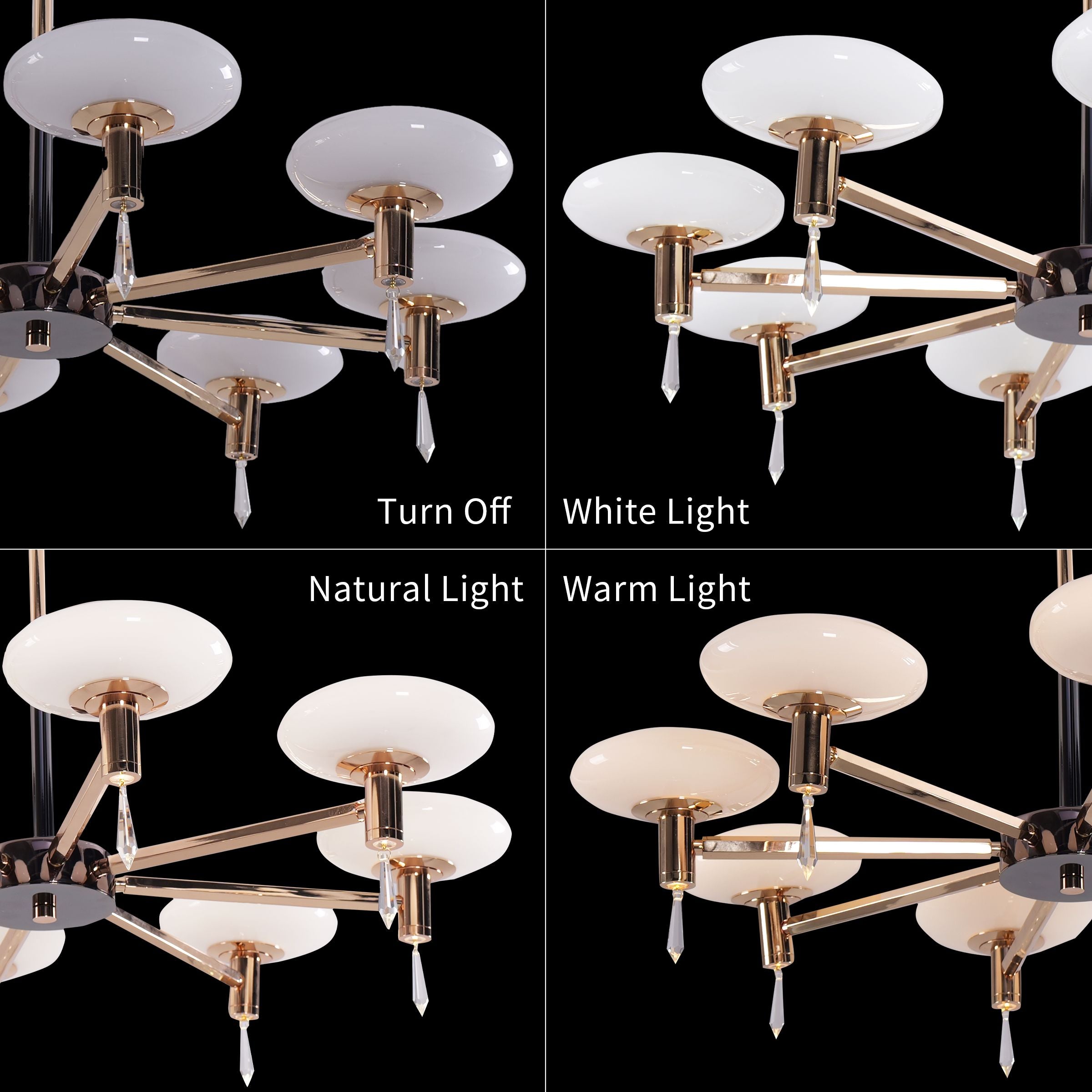 Lightsin Modern Gold LED Chandelier with Glass Shades Lightsin UK 