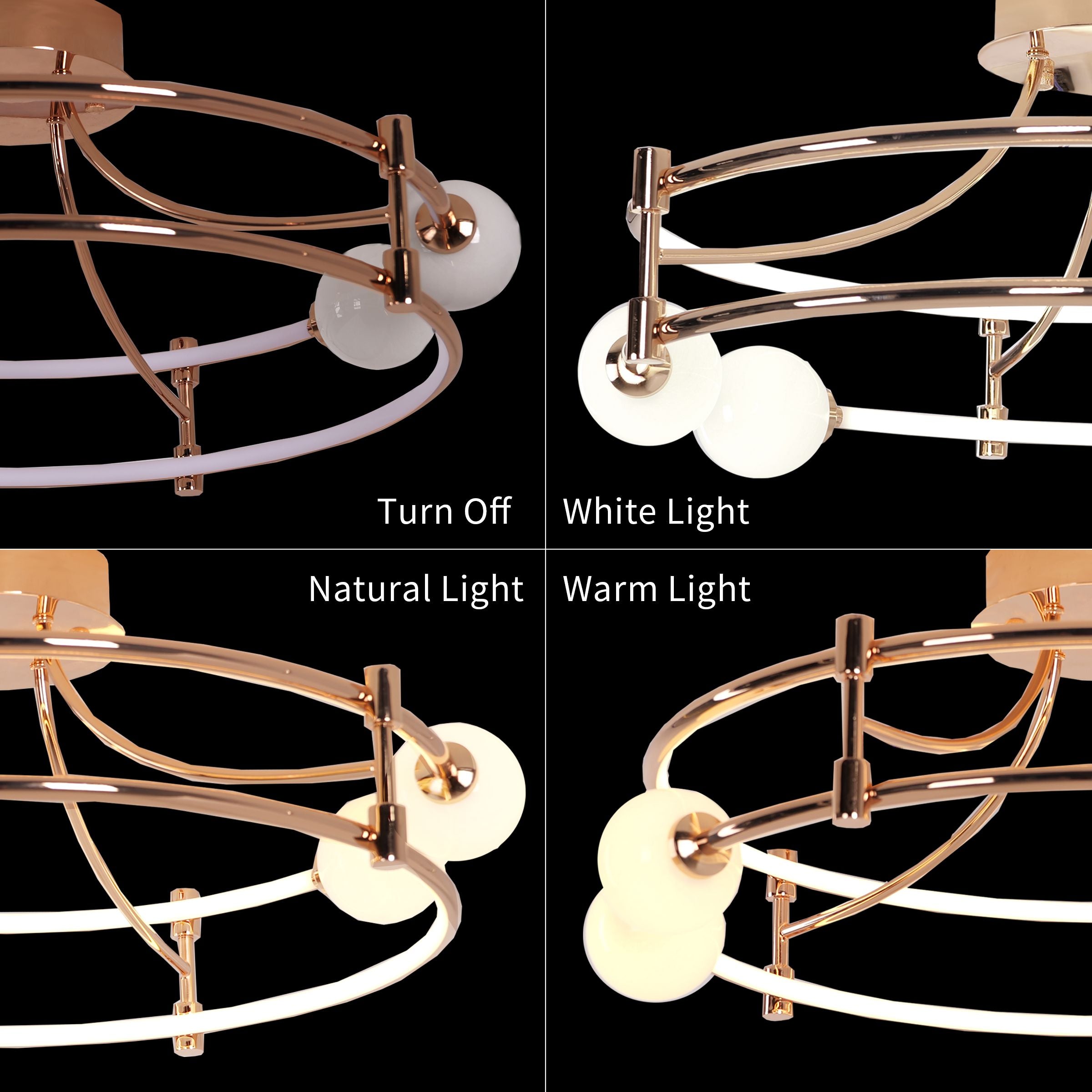 Lightsin Modern Gold LED Ceiling Light with Glass Globes and Colour Changing Lightsin UK 