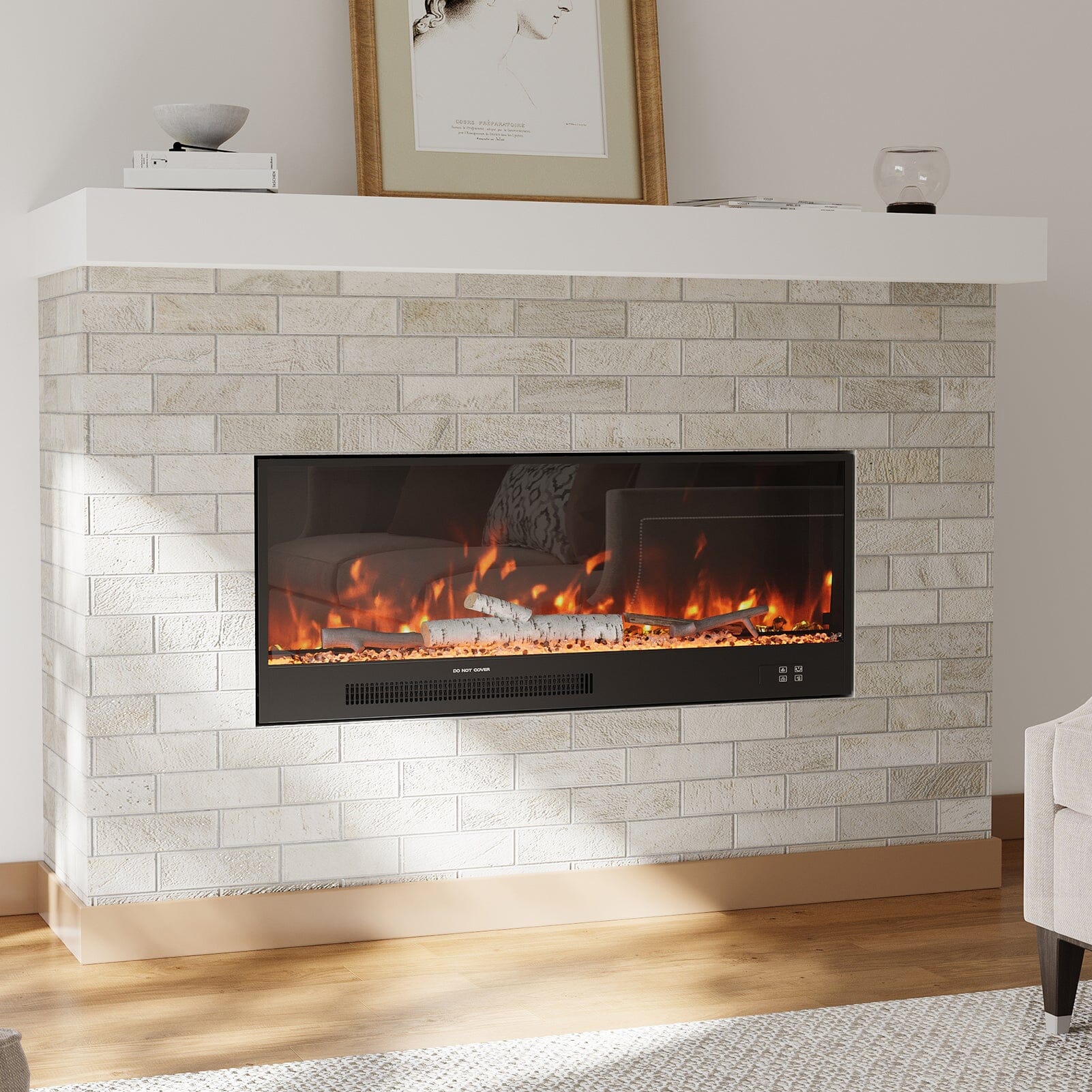 33/46/58inch WiFi Electric Fireplace with LED Display & Realistic Flame Effect Living and Home 