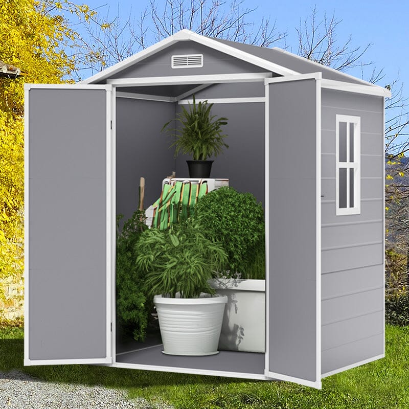 6x4ft Plastic Corrosion-Resistant Garden Storage Shed with Lockable Door Living and Home 