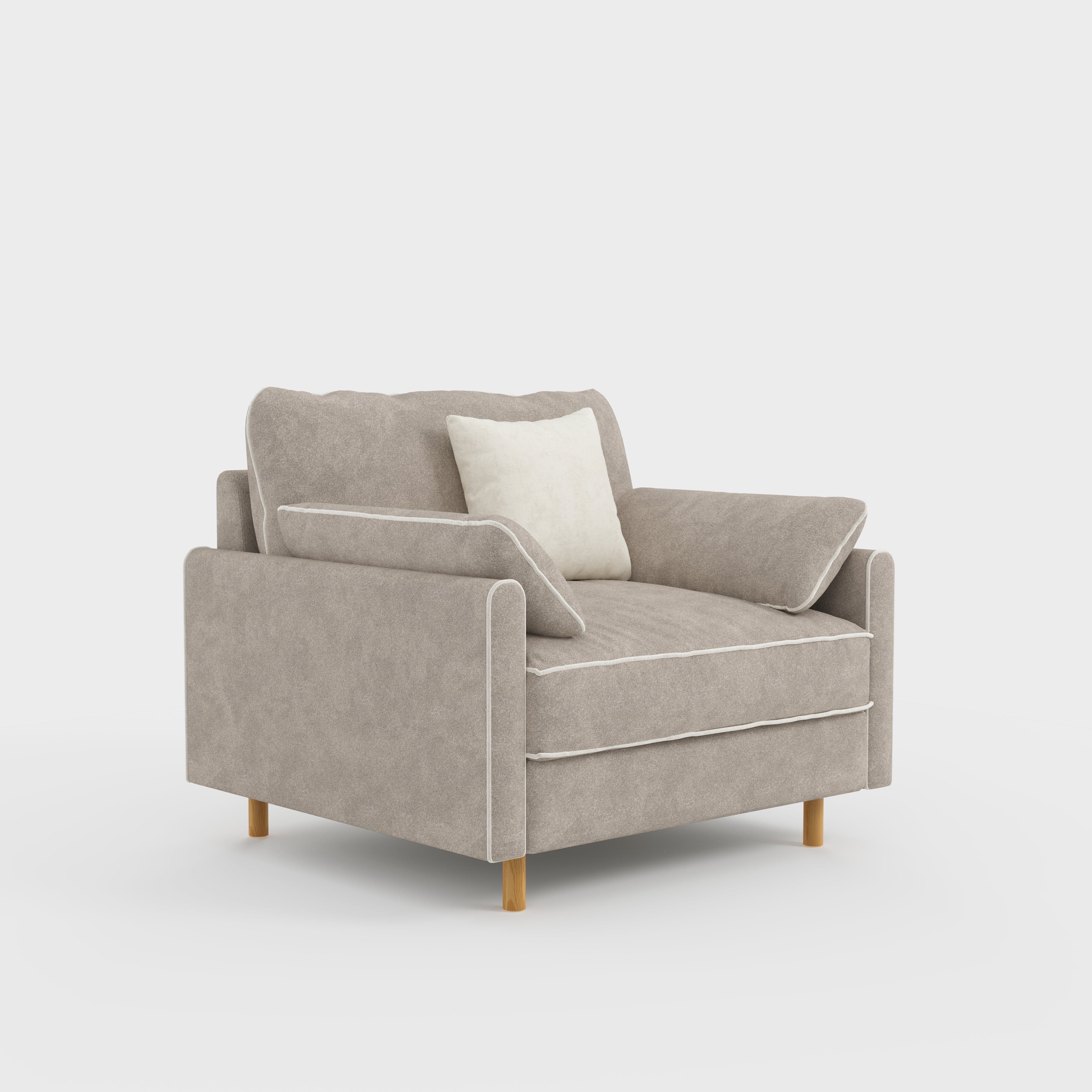 Cotton Linen Detachable Modular Sofa with Fringed Trim Cottonfy UK Single (without Fringed Trim) Mist Gray In Stock