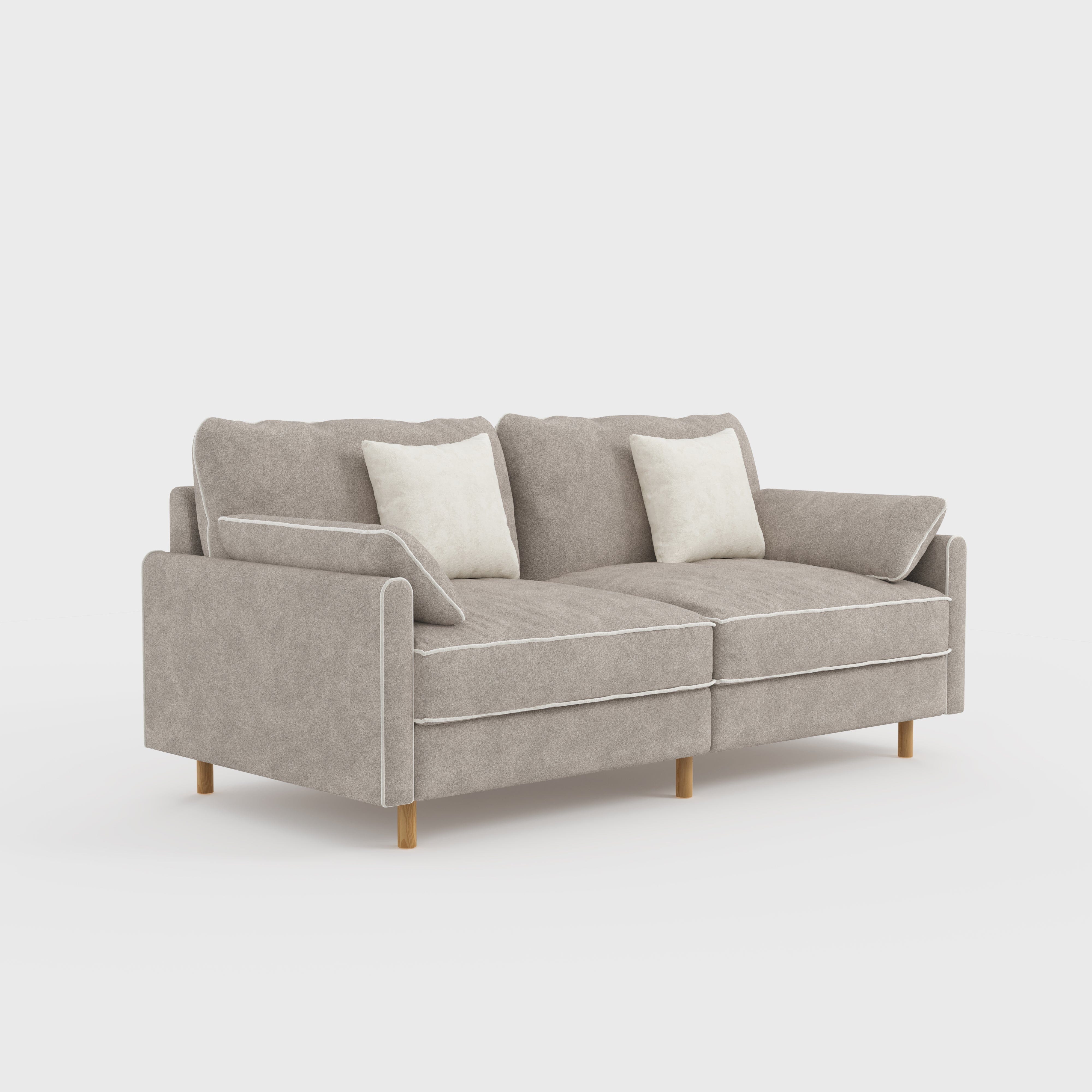 Cotton Linen Detachable Modular Sofa with Fringed Trim Cottonfy UK 2 Seater (without Fringed Trim) Mist Gray In Stock