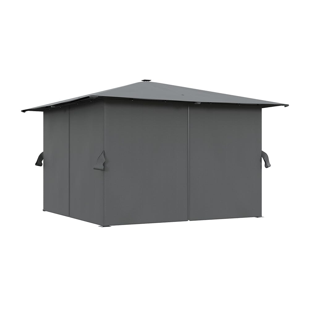 3x3x2.6m / 4x4x2.6m Light Grey / Dark Grey Single Roof Iron Tent with Lights – Square Canopy with Ground Pegs Living and Home 