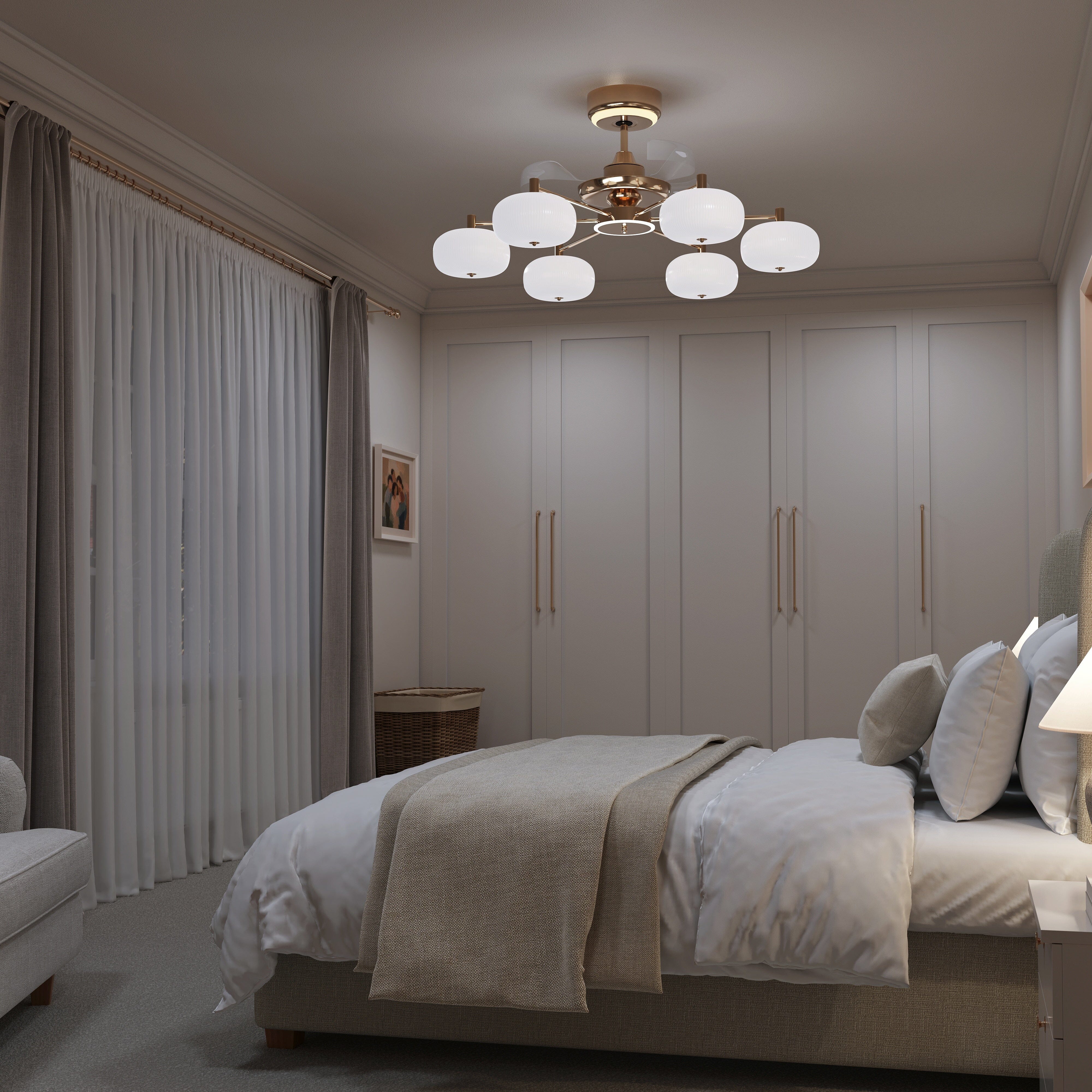 Lightsin Ceiling Fan Light with 6-Speed Control in Copper and Acrylic Lightsin UK 
