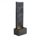 98cm H Black Rectangle Waterfall Stone Look Water Fountain with LED Light Fountains Living and Home 