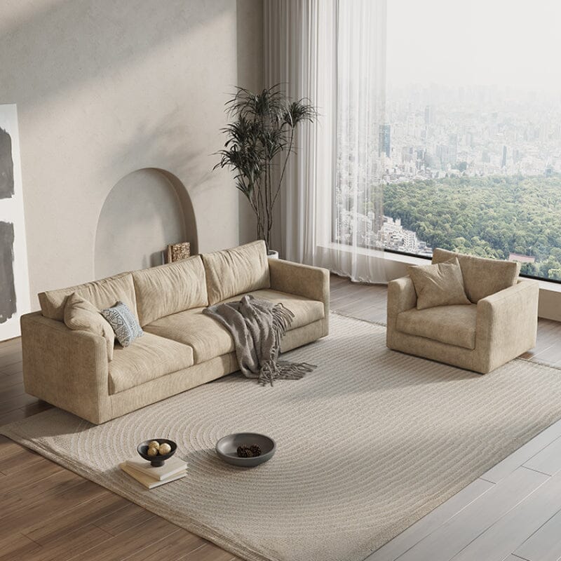 Cottonfy Retro Elegance Luxe Fabric Sofa with Mid-Century Charm Cottonfy UK Off White Customized 