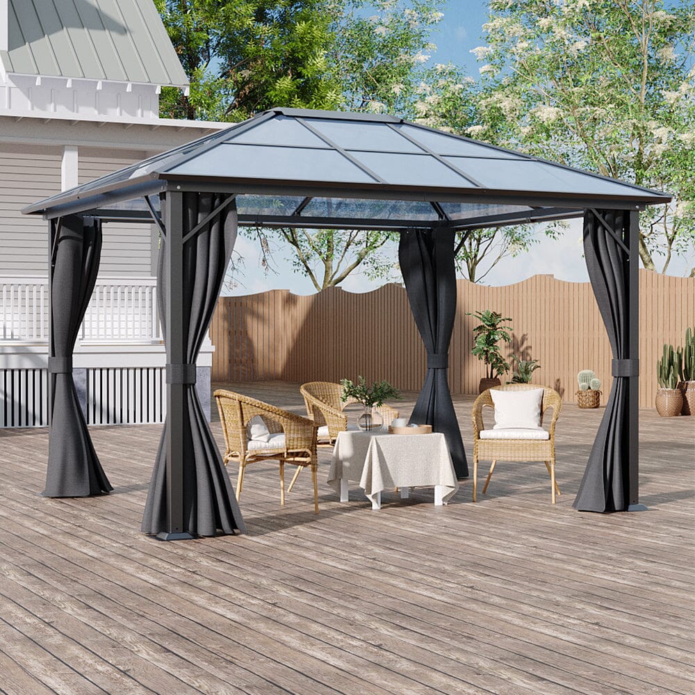 3*3.65*2.6m Dark Grey Single-roof Sunshade Canopy with Surrounding Fabric Living and Home 
