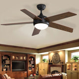 52 Inch Wooden Blades Ceiling Fan with LED Lamp Light Dimmable and Remote Ceiling Fans Living and Home 