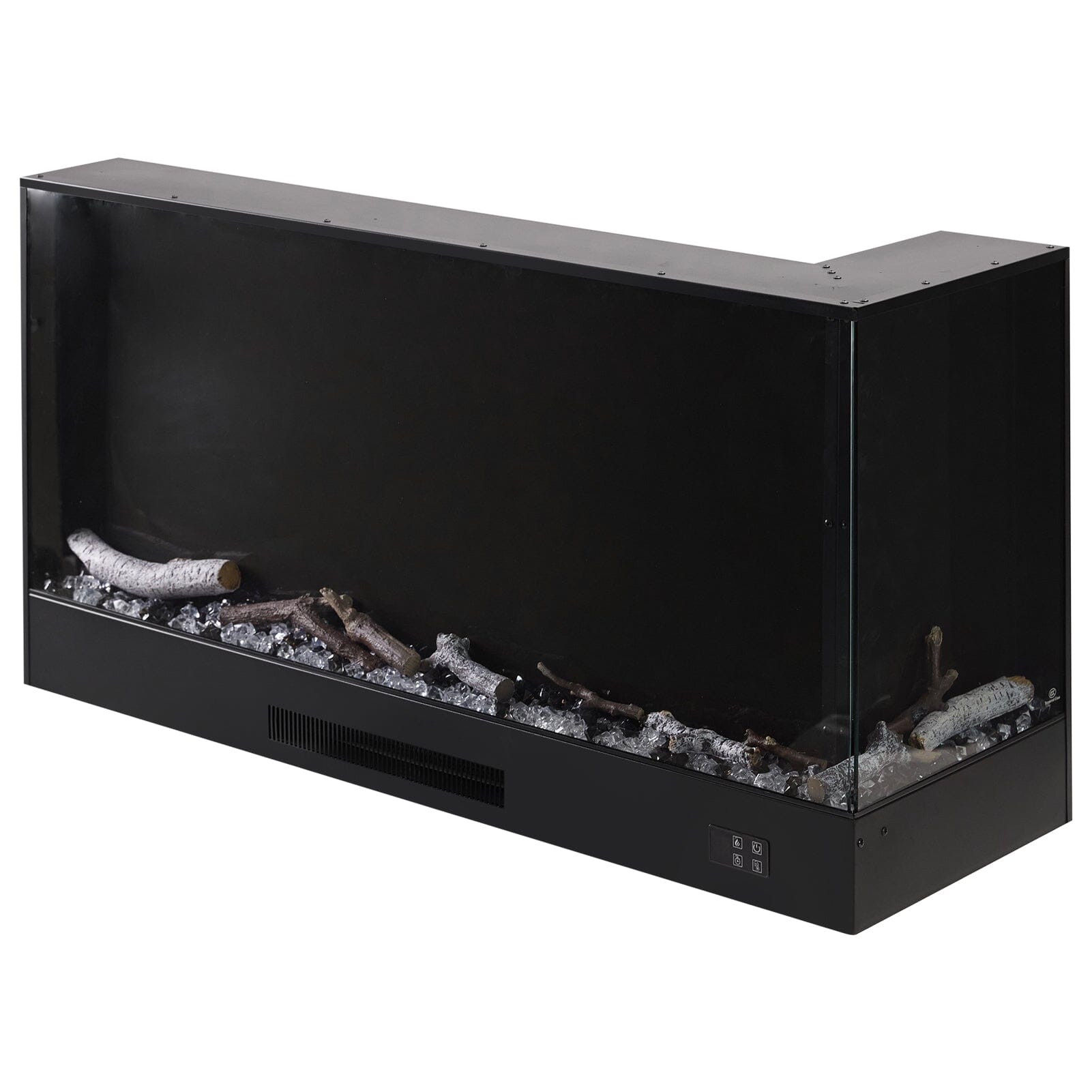 46/60inch L-Shaped Electric Fireplace – WiFi Control, LED Display, Resin Logs & Crystal Stones with Heating Living and Home 