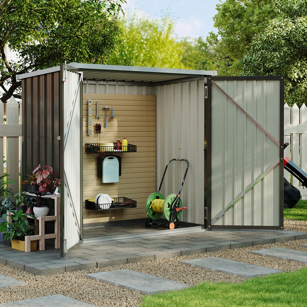 5.5x3ft Grey Slanted Roof Garden Shed with Double Doors Living and Home 