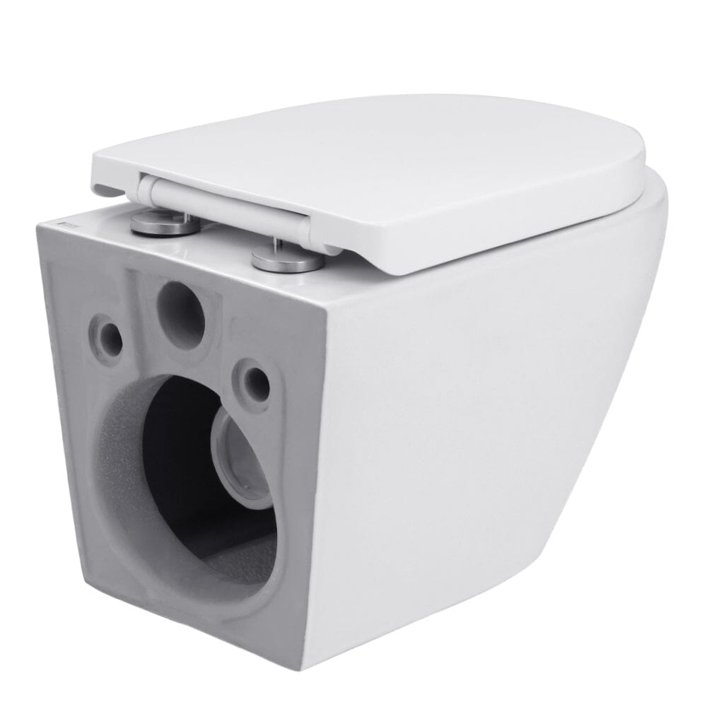 35cm W White Bathroom Wall Mounted Elongated Toilet Toilet Living and Home 