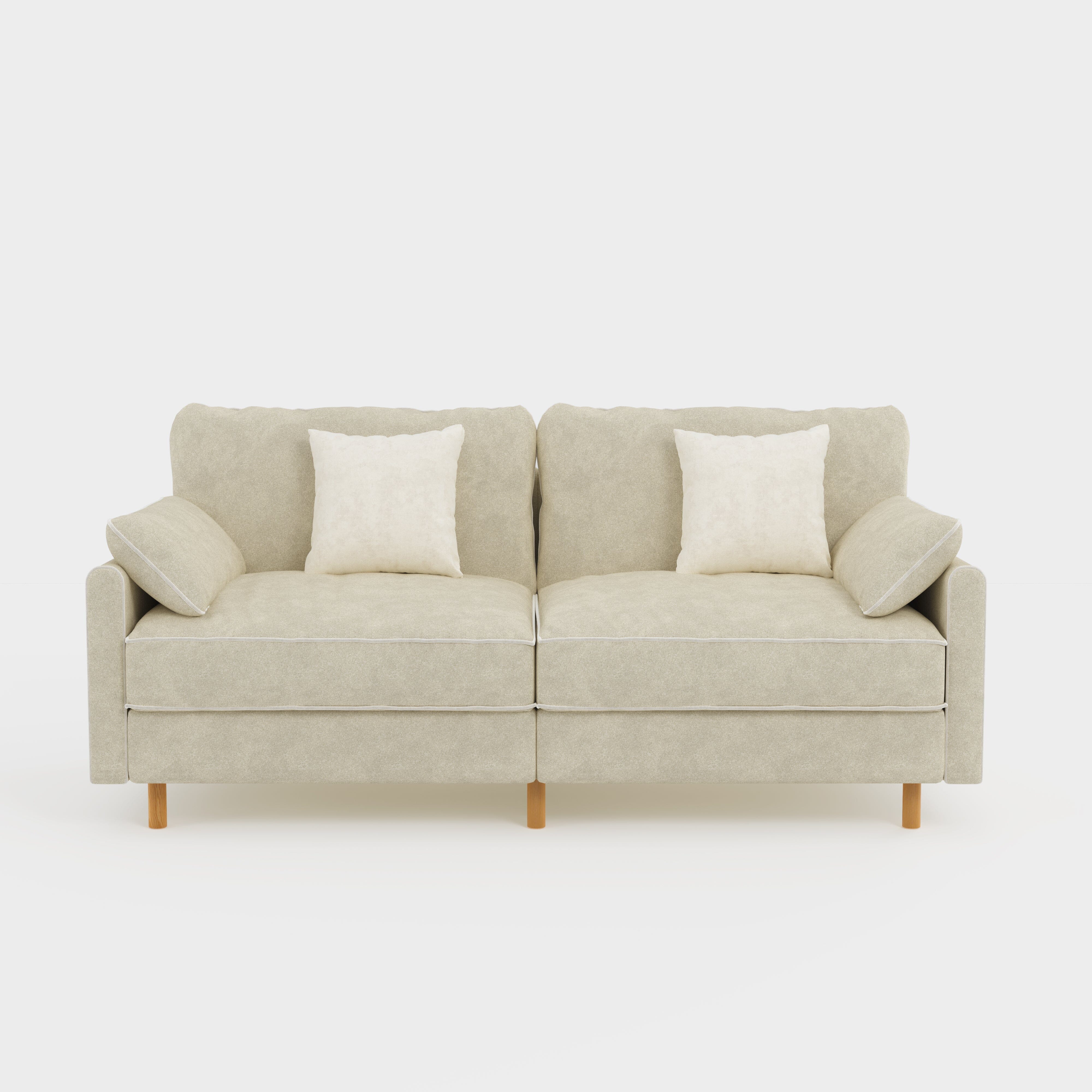 Cotton Linen Detachable Modular Sofa with Fringed Trim Cottonfy UK 2 Seater (without Fringed Trim) Oatmeal Pre-Order