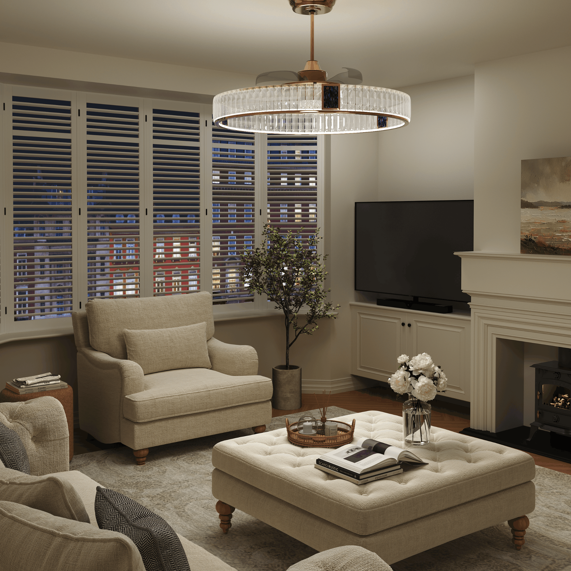 Lightsin Elegant Gold Silent Ceiling Fan Lamp with Crystal Accent Lightsin UK 