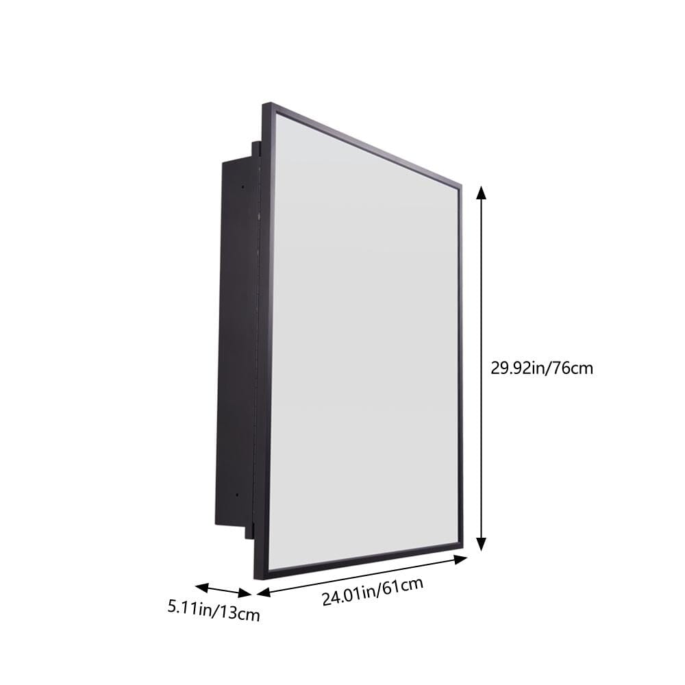 Black Wall-Mount Rectangular Bathroom Storage Mirror Cabinet, DM0924 Living and Home 