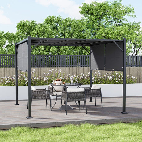 Luxury Outdoor Steel Pergola with Retractable Canopy Living and Home 
