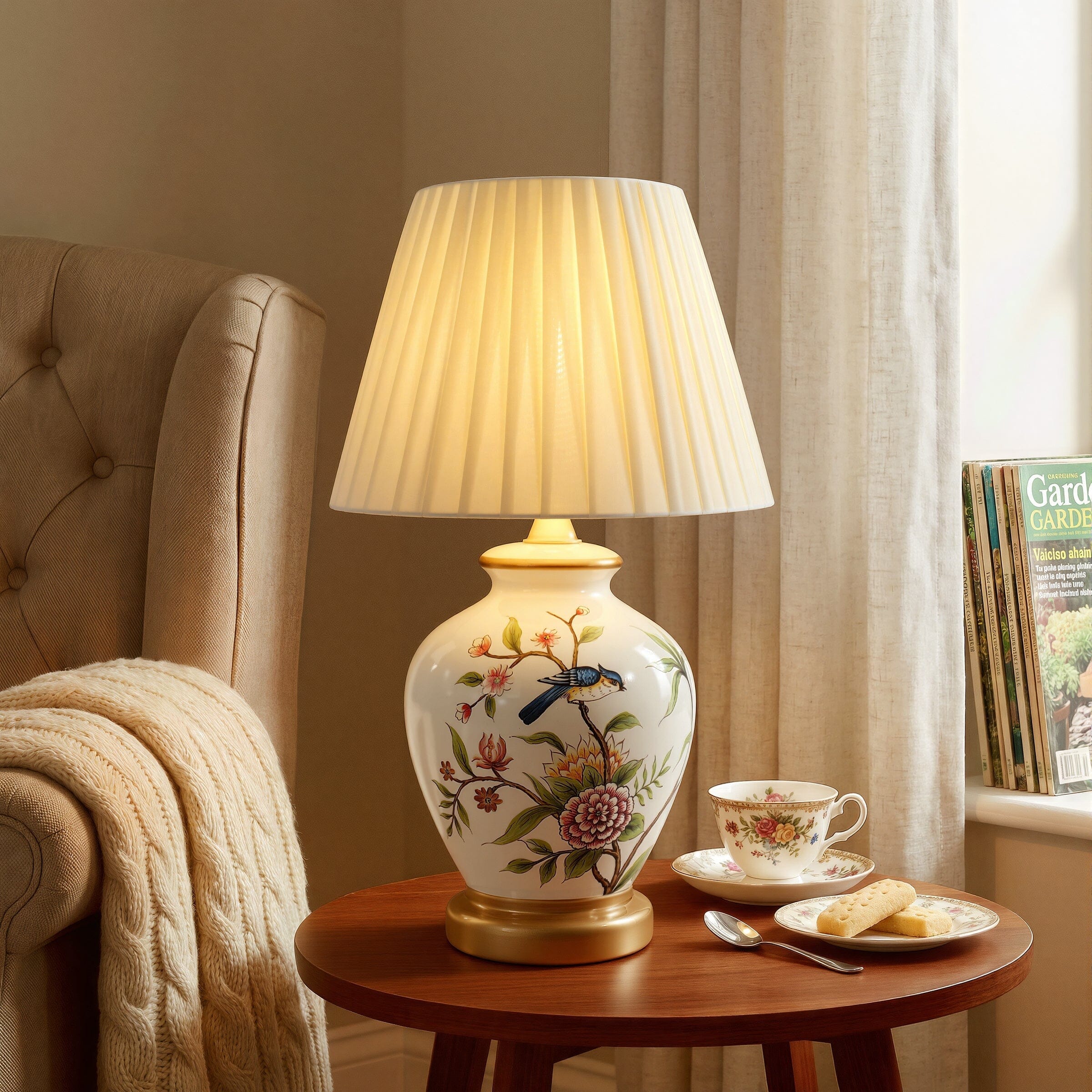 Lightsin Chinoiserie Hand-Painted Ceramic Table Lamp Collection Lightsin UK White Pre-Order 
