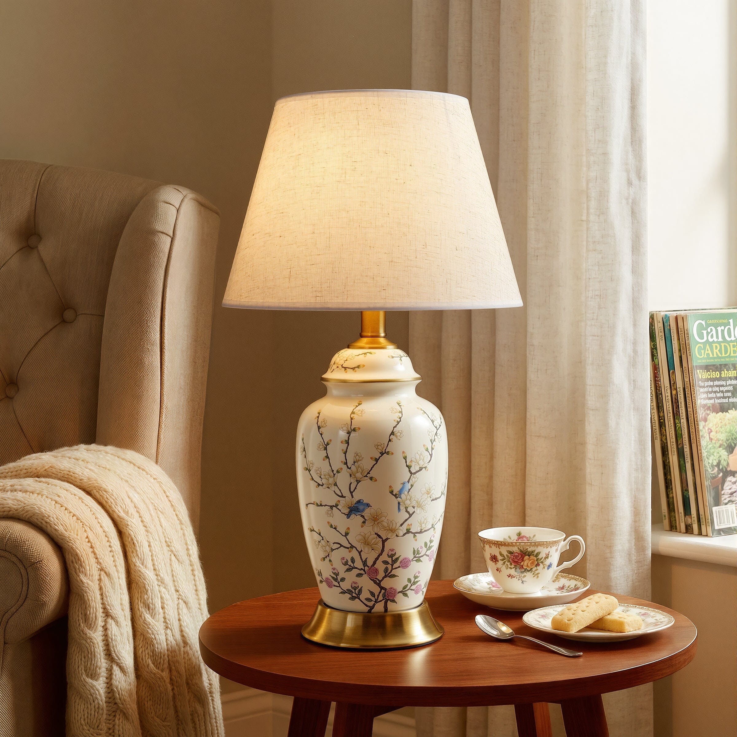 Lightsin Chinoiserie Hand-Painted Ceramic Ginger Jar Table Lamp Lightsin UK 