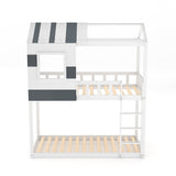 Modern Twin Bunk Bed Slatted Board House Shaped Living and Home 