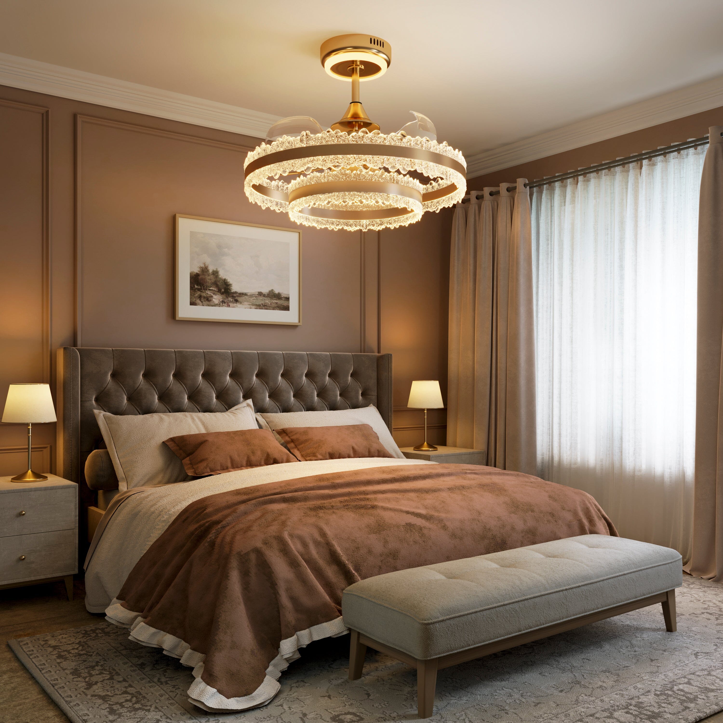 Lightsin Metal Minimalist Acrylic Fan Light with Adjustable Colour Temperature Lightsin UK 