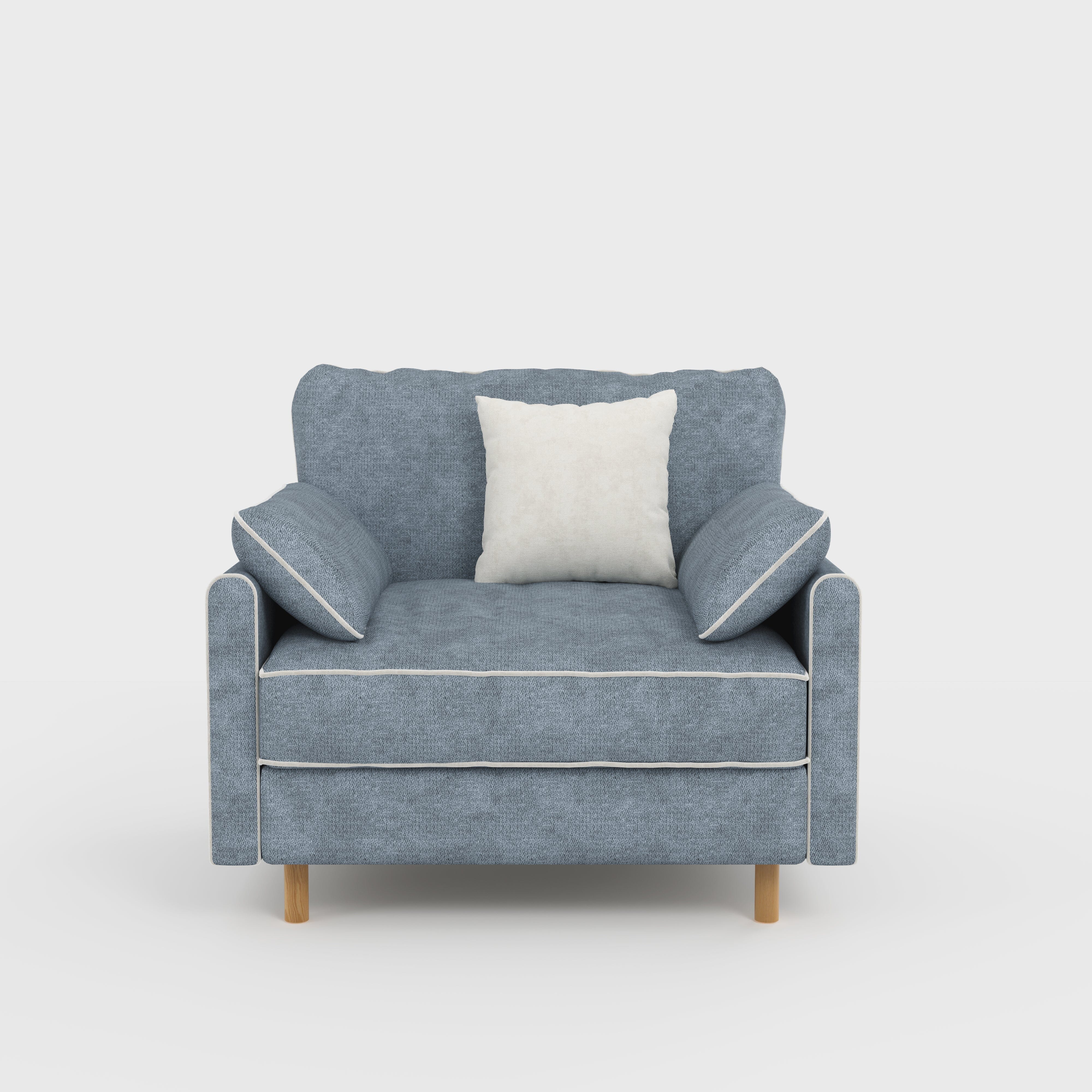 Cotton Linen Detachable Modular Sofa with Fringed Trim Cottonfy UK Single (without Fringed Trim) Dusky Blue Pre-Order