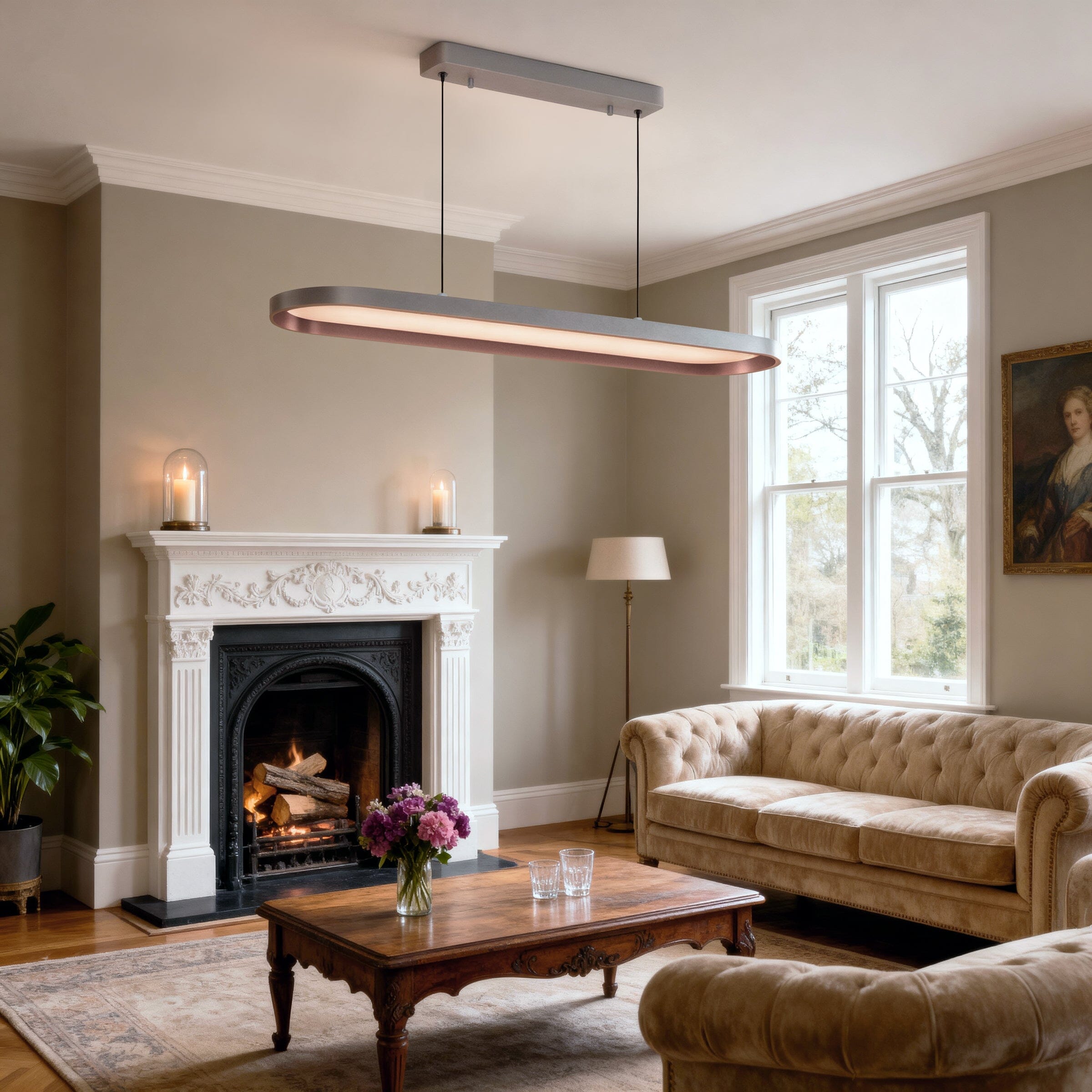 Lightsin Contemporary Gray-Brown Elliptical Dimmable Pendant Light Lightsin UK 