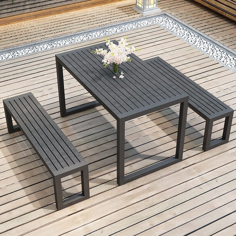 6 - Person 150cm Long Iron Outdoor Dining Set Garden Table and Bench Garden Dining Sets Living and Home 