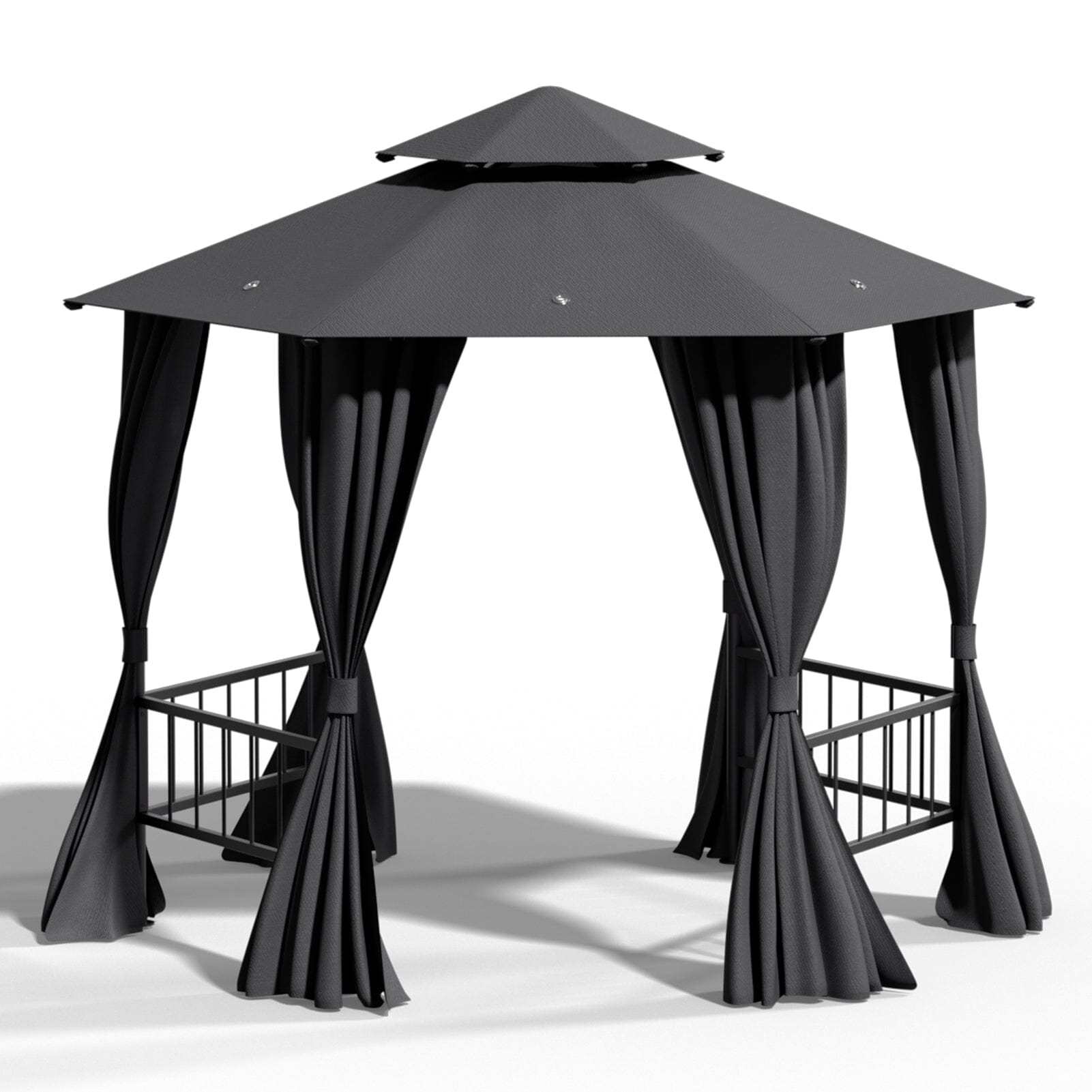 1.6x1.6x1.6m Dark Grey Hexagonal Shade Canopy with Fence Living and Home 