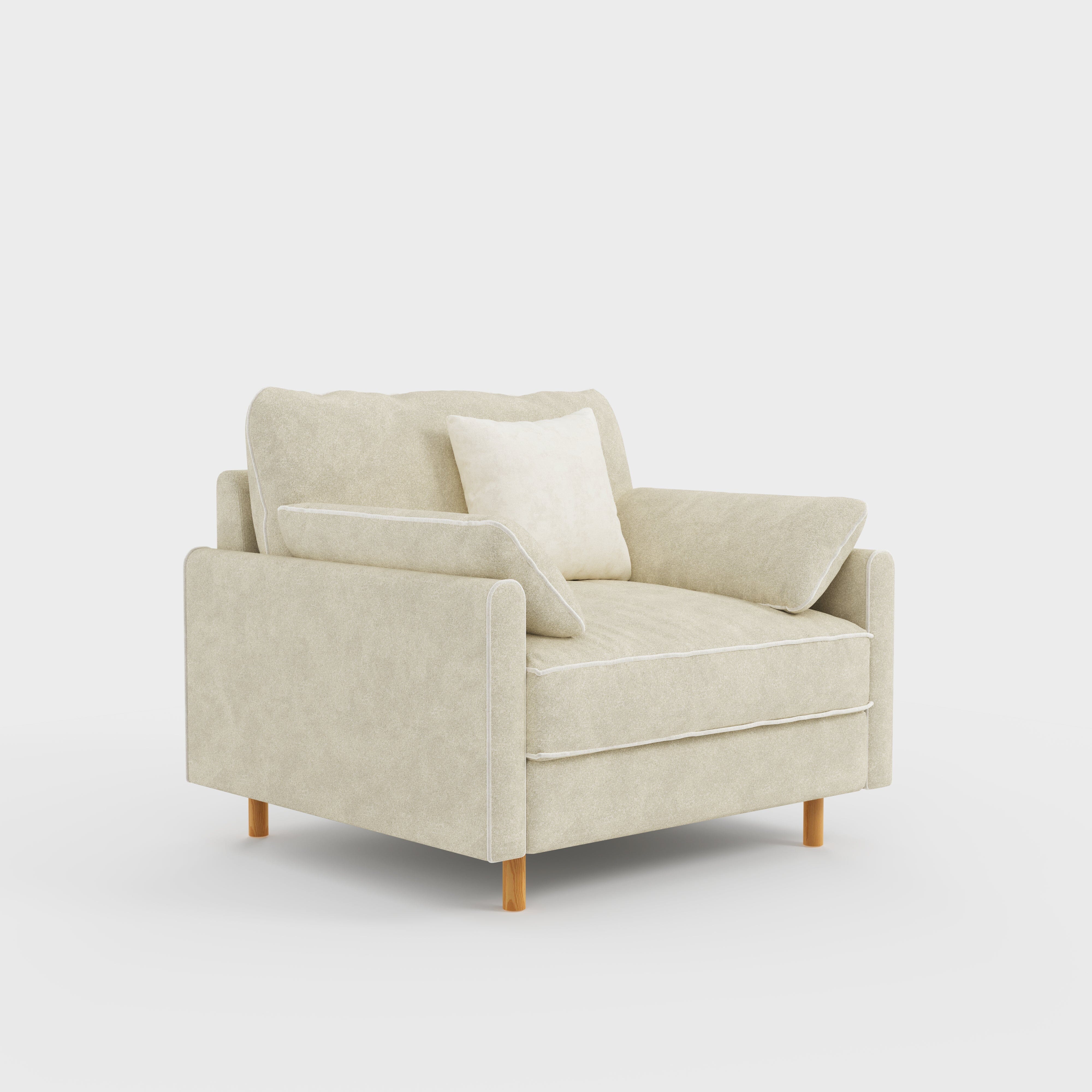 Cotton Linen Detachable Modular Sofa with Fringed Trim Cottonfy UK Single (without Fringed Trim) Oatmeal In Stock