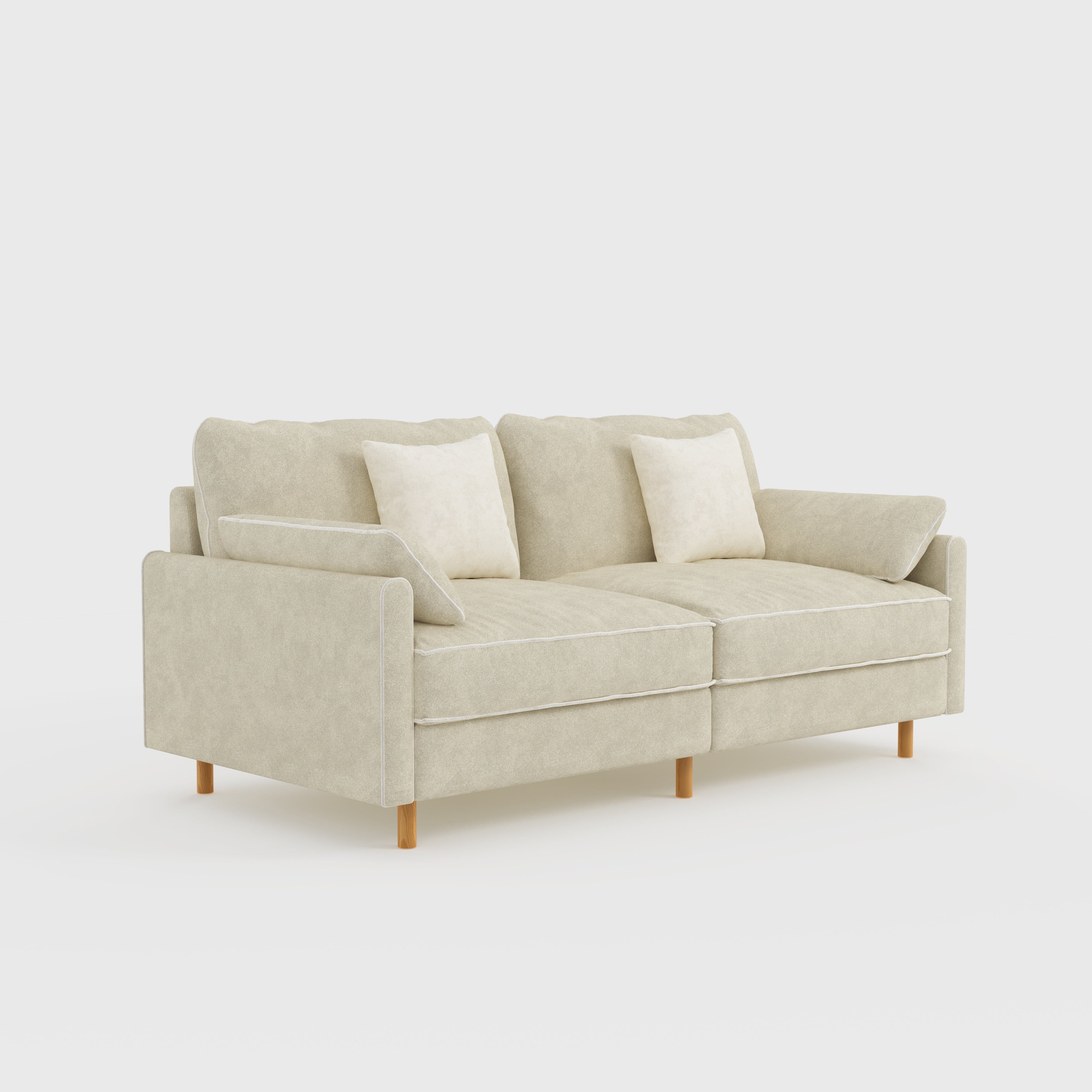 Cotton Linen Detachable Modular Sofa with Fringed Trim Cottonfy UK 2 Seater (without Fringed Trim) Oatmeal In Stock