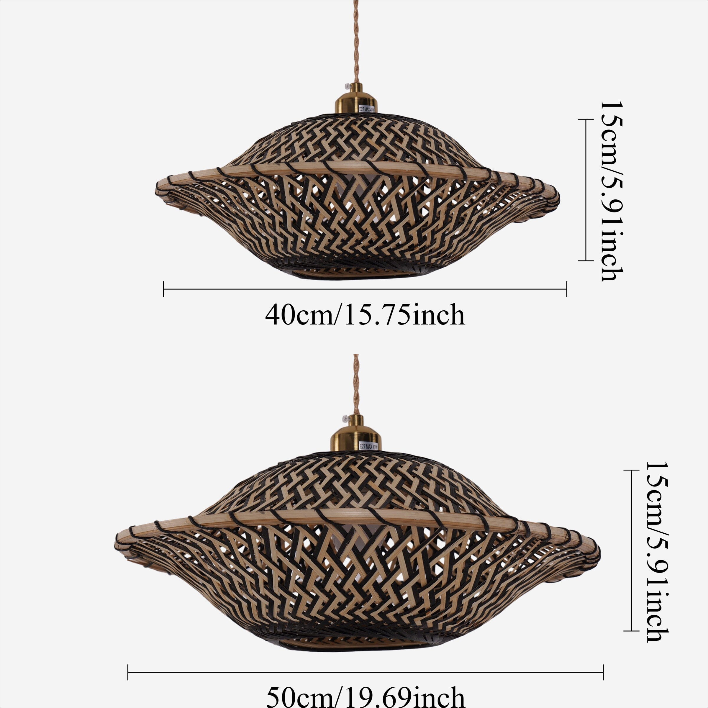 Lightsin Elegant Black & Natural Design Bamboo Pendant Light Lightsin UK 