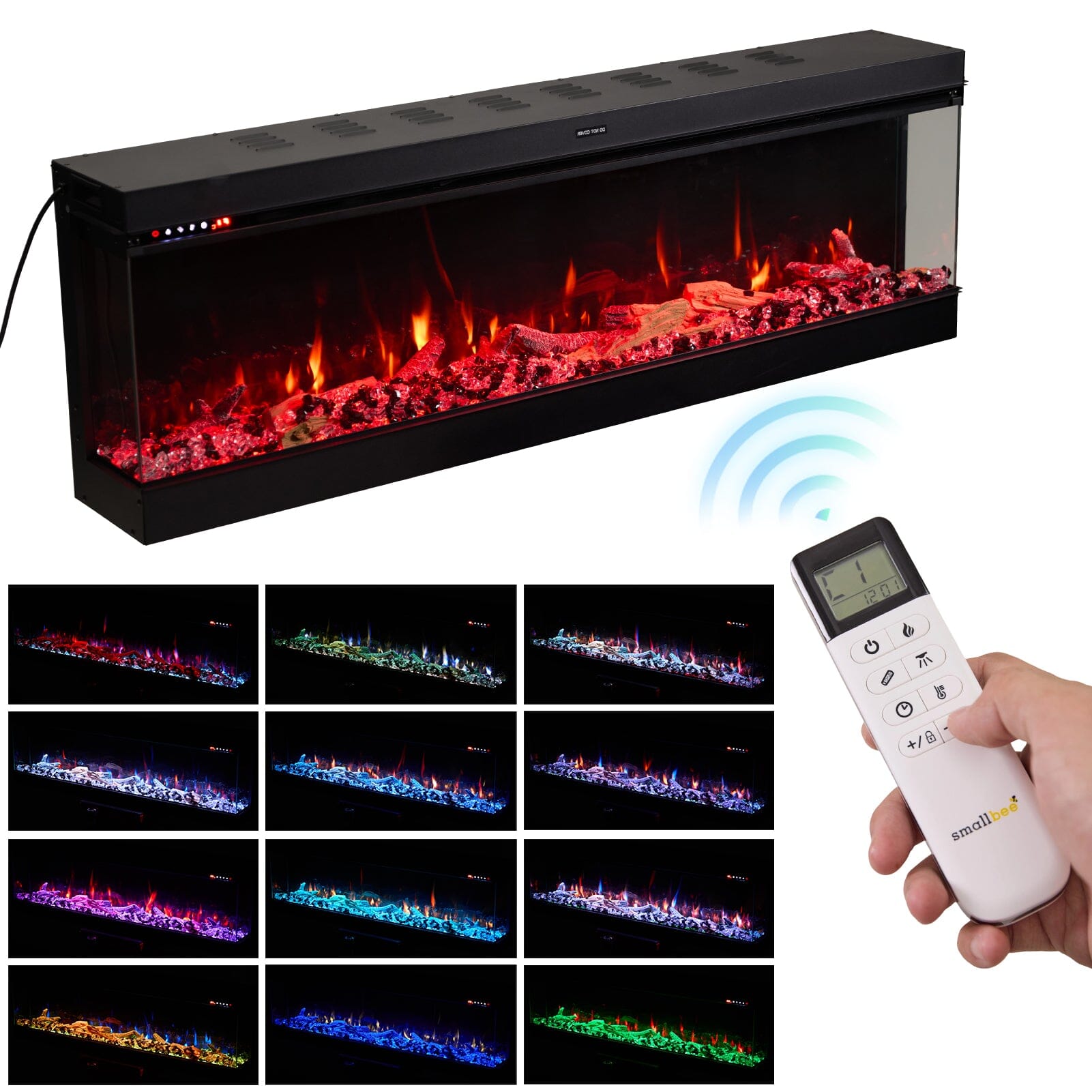 50/60/70/80inch 3-sided Electric Fireplace with Adjustable Color, Temperature and Timing, Controlled by APP Living and Home 
