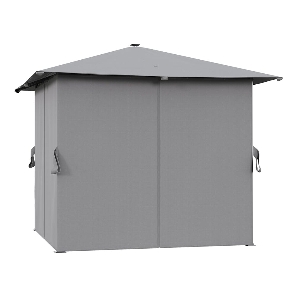 3x3x2.6m / 4x4x2.6m Light Grey / Dark Grey Single Roof Iron Tent with Lights – Square Canopy with Ground Pegs Living and Home 