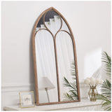 Distressed Gold Arched Window Wall Mirror with Iron Frame Wall Mirrors Living and Home 