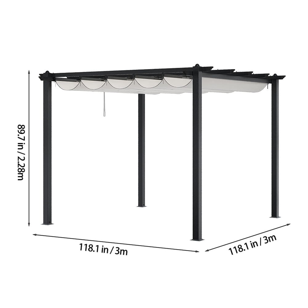 3x3m/3x4m/4x4m All-Aluminum Flat Top Tarp Tent -Off-White/Light Grey Living and Home 