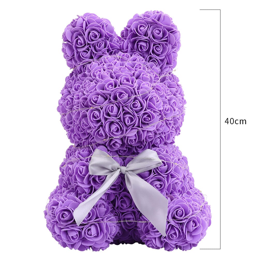 Simulation Foam Forever Rose Bunny Gift Box-Purple With Light String Living and Home 