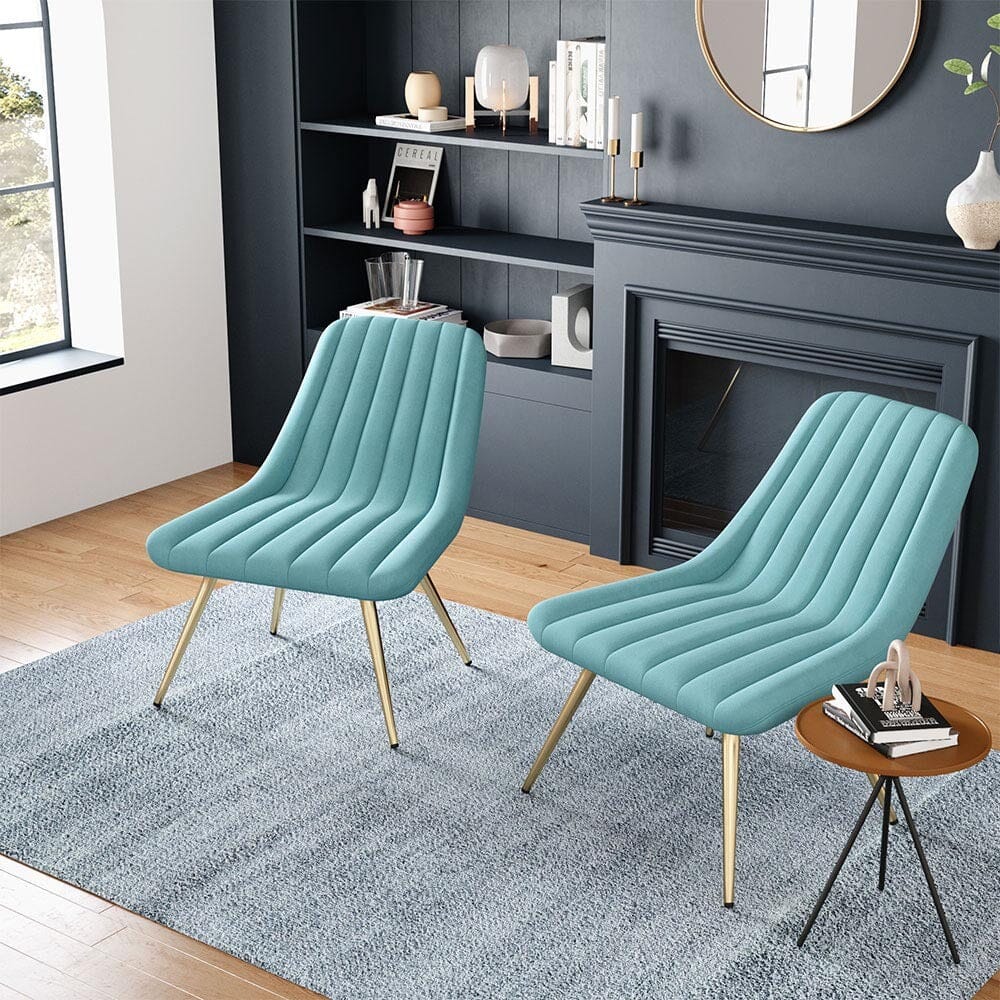 Velvet Upholstered Gold Metal Legs Lounge Accent Chair Living and Home 
