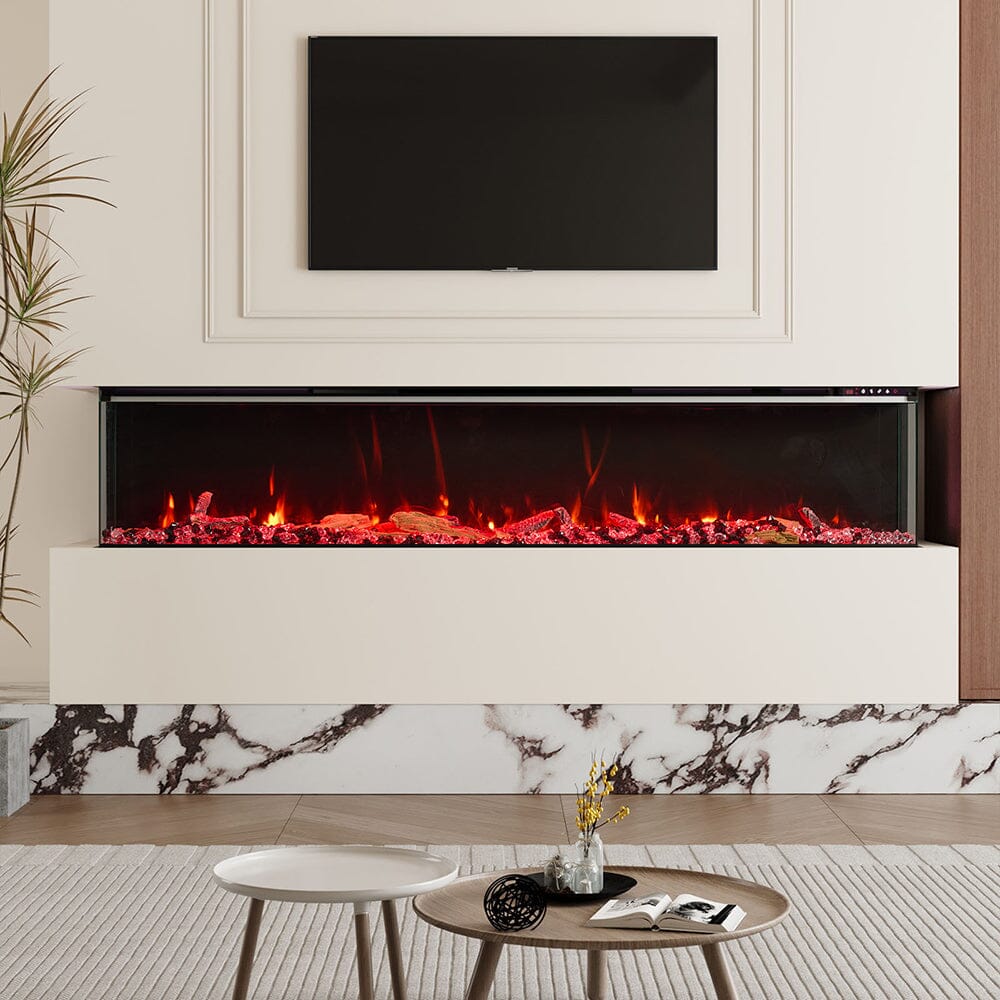 50/60/70/80inch 3-sided Electric Fireplace with Adjustable Color, Temperature and Timing, Controlled by APP Living and Home 