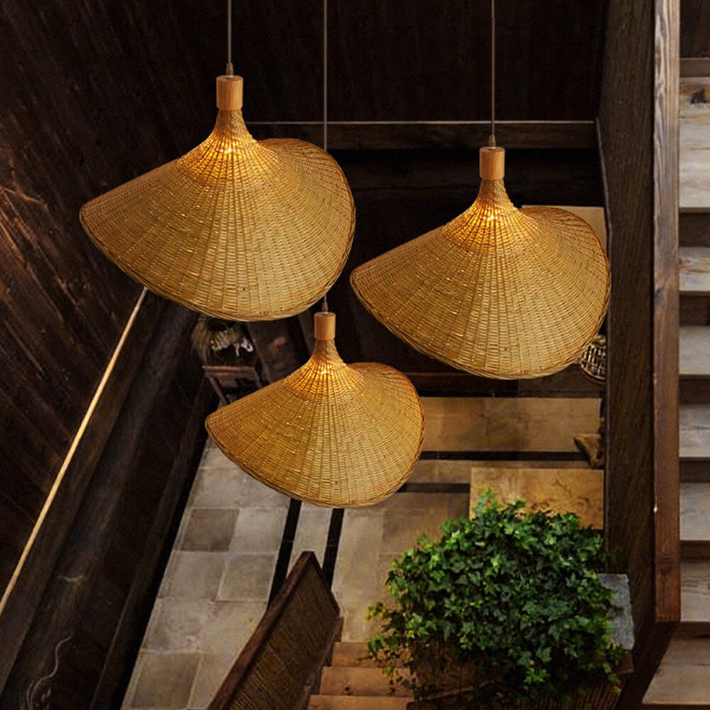 Vintage Straw Hat Rattan Woven Pendant Light for Living Room Lightsin UK 